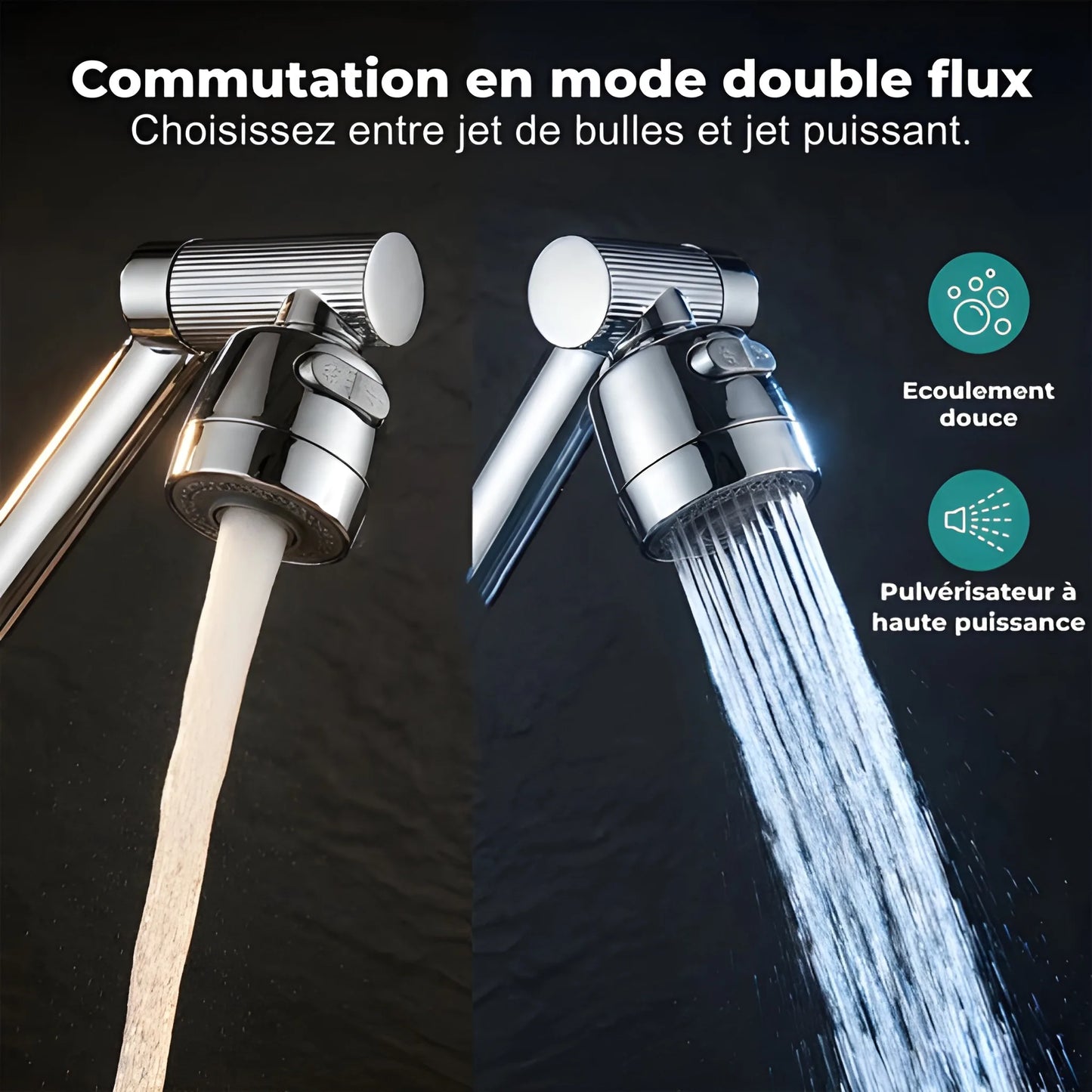 UltraPivot Pro 1080° – Extension de Robinet Pivotante à Double Jet