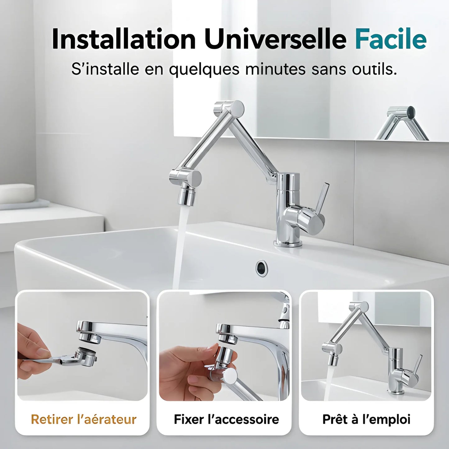 UltraPivot Pro 1080° – Extension de Robinet Pivotante à Double Jet