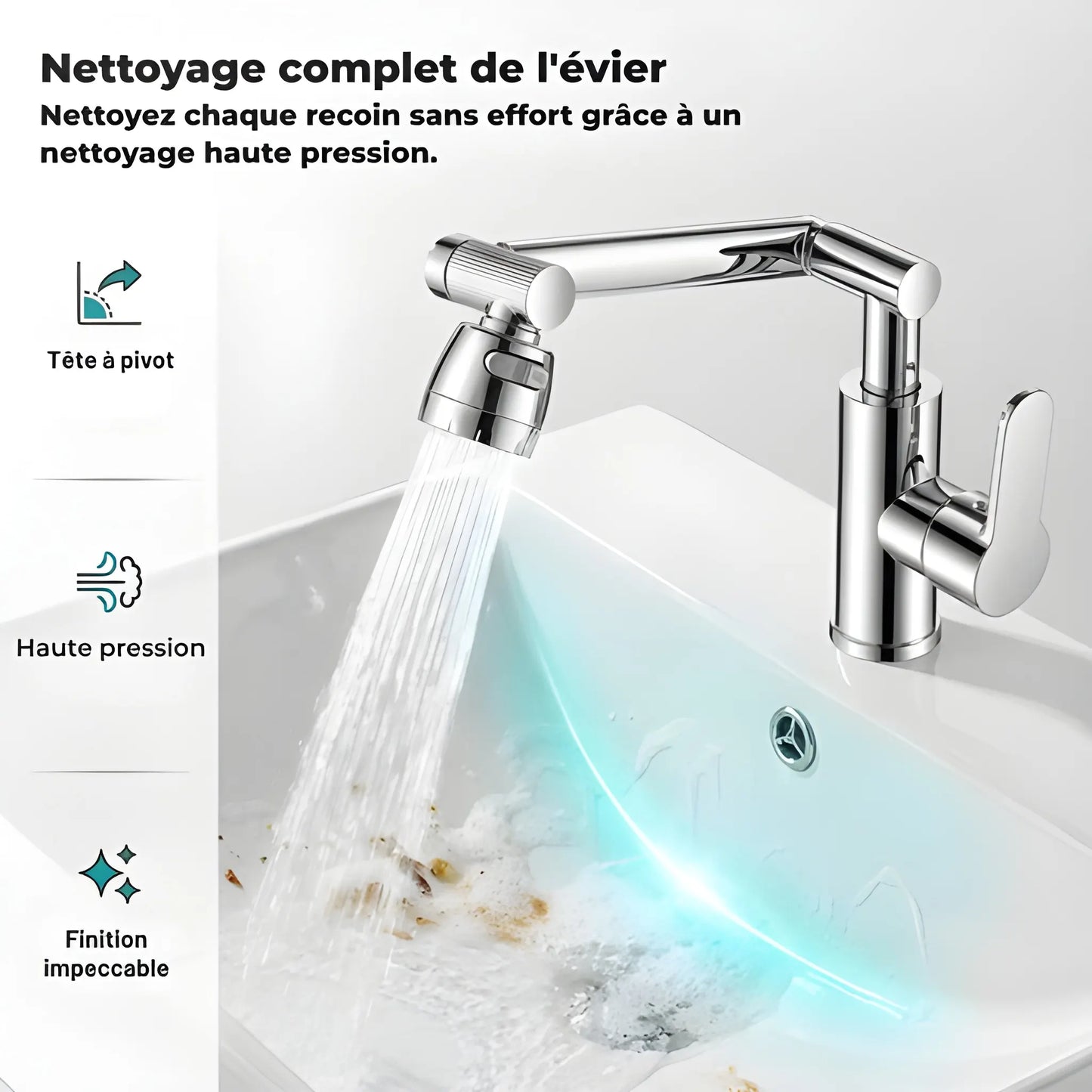 UltraPivot Pro 1080° – Extension de Robinet Pivotante à Double Jet